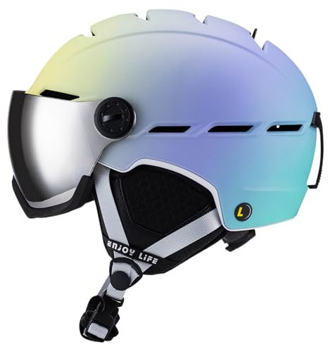 Wintersporthelm Winddicht Schneeausrüstung mit Schutzbrille für Herren Damen Verstellbarer Skihelm mit Brille Set