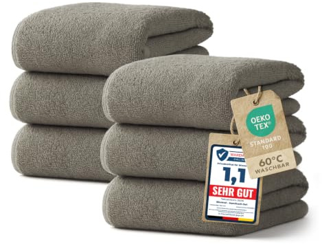 Blumtal Premium Frottier Handtücher Set 6 teilig100% Baumwolle - Oeko-TEX zertifiziertes Towel 6X (50x100 cm) - Ultra saugstarkes Frottiertücher Set waschbar °60 - Handtücher Grau
