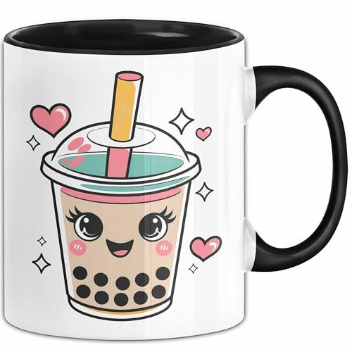 Bubble Liebhaber Tasse Geschenkidee für Boba Fan (Schwarz)