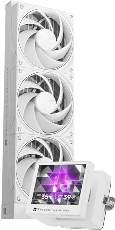 Thermalright Stream Vision 360 White CPU Liquid Cooler, 3.5in Magnetic Embedded Fan Lcd Screen, 640x480 Resolution,Freely Defined Display Screen,2400RPM Speed, Compatible with AM5,lga1851/1700/115x