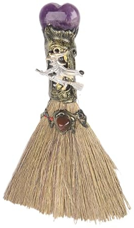 Escoba de bruja | Escoba de bruja compacta de cristal energético para dormitorio - objeto decorativo para escritorio, decoración del hogar para salón, restaurante, sala de yoga, baño, apartamento
