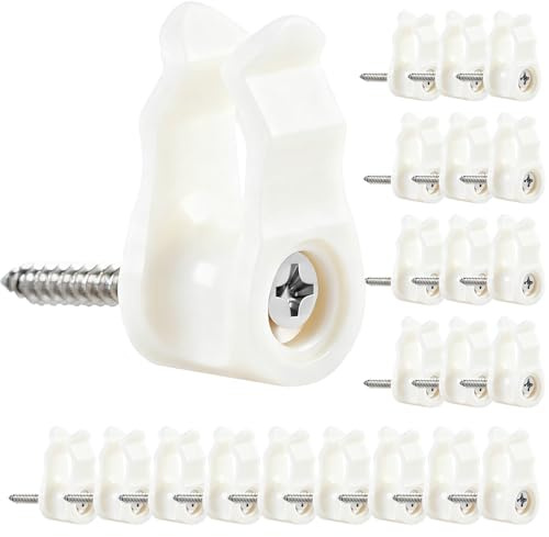 Gicare 50 Stück Haken zum Schrauben für Befestigung Lichterkette Außen, Weihnachtslichter Haken mit Kreuzschlitz-Schraube, Lichterketten-Clips, Schraubhaken, Kabel & Christmas Decorations (Weiß)