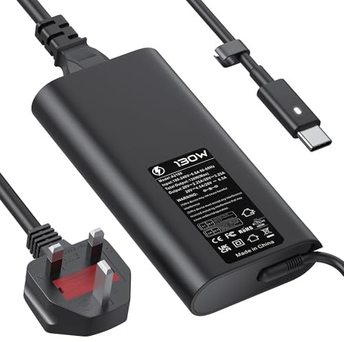 130W USB C Laptop Charger Compatible with Dell XPS 15 17/Precision/Latitude | 5530 5550 5560 5570 5750 5760 5770,5401 5411 5501 5511 5520,XPS 15 17 9575 9500 9700 Power Supply Cord(DA130PM170 HA130PM170)