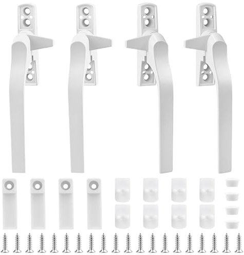 4 PCS Window Handles, UPVC Window Handle, Window Handle Replacement, Key Locking, Double Glazing Window Handles, Right/Left Locking Double Glazing Window Handles for Windows and Sliding Doors(White)