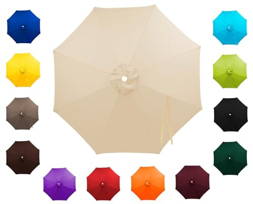 Genérico Toldo de Recambio para Sombrilla 6/8 Varillas, 2 2.7 3 3.3 4 Metros Tela Sombrilla de Recambio Anti-Ultravioleta Impermeable Grueso Repuesto Parasol para Exterior Terraza Solo Toldo