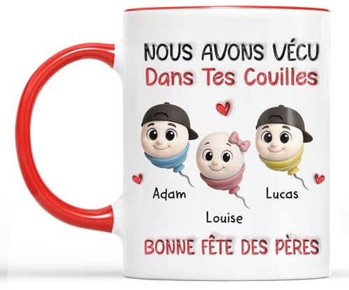Cadeau Plus Mug Personnalisé - Nous Avons Vécu Dans Tes... - fete des peres mug, cadeau fete des peres personnalisé, cadeau fete des peres tasse, tasse fête des pères (3 Enfants)