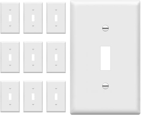 ENERLITES Light Switch Cover Plate, Toggle Wall Plate Cover, Size 1-Gang 4.50 x 2.76, Unbreakable Polycarbonate Thermoplastic, 8811-W-10PCS, White (10 Pack)
