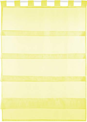 Bestlivings gelbe Bistrogardine Transparent mit Schlaufen in 80x110 cm (BxL), in vielen Varianten erhältlich