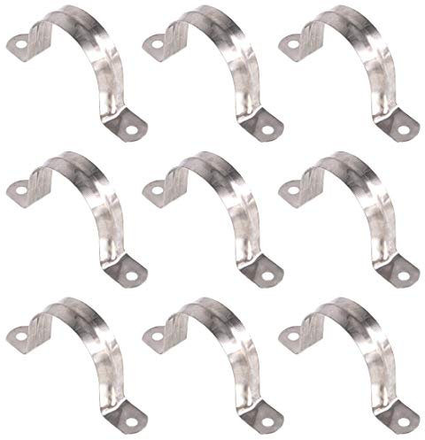 Keadic 30Pcs 2 M50 Two Hole Strap U Bracket Tube Strap Tension Clips Stainless Steel Heavy Duty Rigid Pipe Strap Clamp, for Pipe Fixing on Various Surfaces