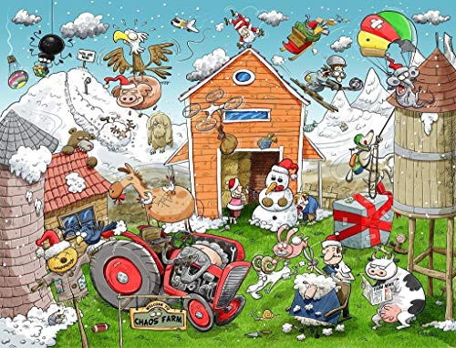 500 Teile Puzzle für Erwachsene, Jugendliche und Kinder - Weihnachten auf Chaos Farm - Lustiges Cartoon-Puzzle, 1000 Teile Familienspiele