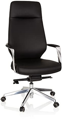 hjh OFFICE 600983 Eleganter Chefsessel Velvet Kunstleder Schwarz Bürosessel mit hoher Rückenlehne
