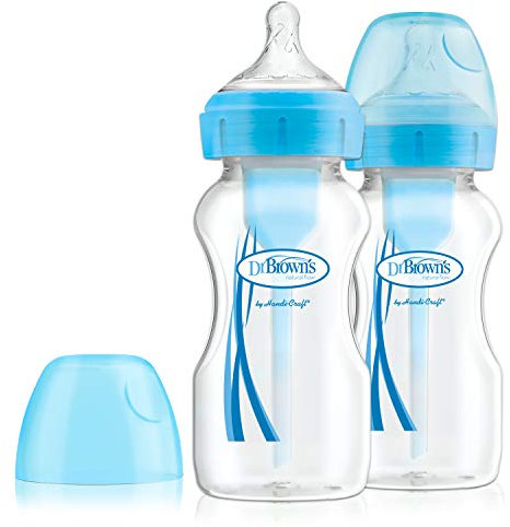Dr. Brown's Options+ Anti-Kolik-Babyflasche, breiter Hals, 270 ml, 2 Stück, Blau