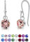 Orecchini Pendenti Rosa - Argento 925 con Brillantino di Cristallo - Punto Luce 6 mm - Donna Colorati