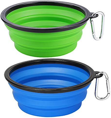 Kytely Extra Large Collapsible Dog Bowls 2 Pack , 34oz Foldable Dog Travel Bowl, Portable Dog Water Food Bowl with Carabiner, Pet Feeding Cup Dish for Traveling, Walking, Parking