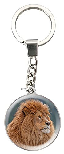 Deluxebase Magnidome Schlüsselanhänger Löwe Bezaubernder Kristall Schlüsselanhänger Löwe Kuppel Illustration mit Edelstahl Kette
