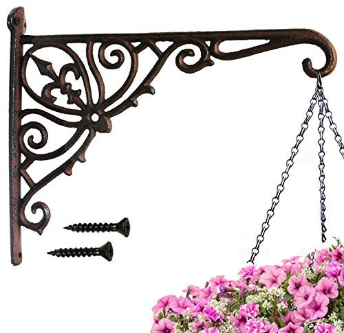 realideas Gusseisen-Hängepflanzen-Halterung, strapazierfähig, 30.5 cm, für drinnen und draußen, langlebig, Wand-Übertopf-Haken für Blumentöpfe, Korb, Vogelfutterhaus, Windspiel, Garten, Aufhängung