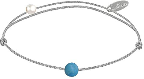 LES POULETTES BIJOUX - Armband Link Kleine Perle der Türkis - Silber-Grau