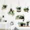 Plantes en Pot Vertes Cactus Sticker Mural Mignon Chat Noir Autocollants, Sticker Mural Bricolage Muraux Tropicaux Plante, Nature Fleurs Stickers muraux Papier Peint décoration