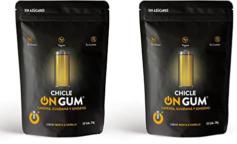 WUG CHICLE ON GUM Pack 2 doypacks - Ideal para Deportes Extremos, Cafeína, Guaraná, Ginseng
