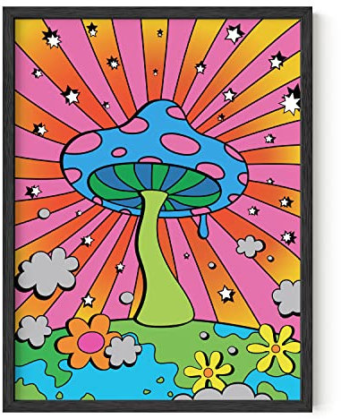 HAUS AND HUES Pilz-Poster Trippy Poster – Indie-Poster für Zimmer, ästhetische Trippy Hippie-Poster, Y2K-Poster, Pilzkunst, Indie-Bilder, Wanddekoration, Stoner-Poster, ungerahmt, 30,5 x 40,6 cm