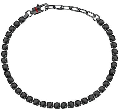 Sector No Limits TENNIS Bracciale Uomo in Acciaio, Cristalli, Smalto IP Nero - SANN42, 22 cm, Acciaio inossidabile Inox