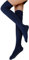 FGFD&OU Damen Overknee Socken Lange Strümpfe Strick Baumwolle Dicke Warme Überknie Kniestrümpfe Weihnachtssocken für Damen und Mädchen (Blau)