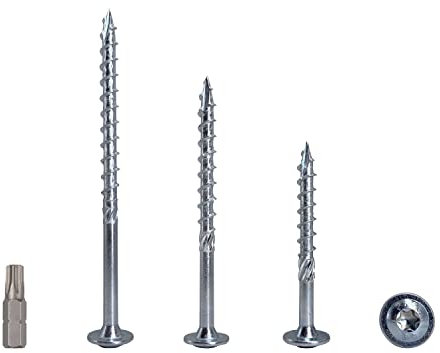 (100 Stück) verzinkter Stahl 6,0 x 40 mm Holzschrauben Torx Kopf Typ 17 Tellerkopf Holzschrauben Teilgewinde (100, 6,0 x 40 mm)