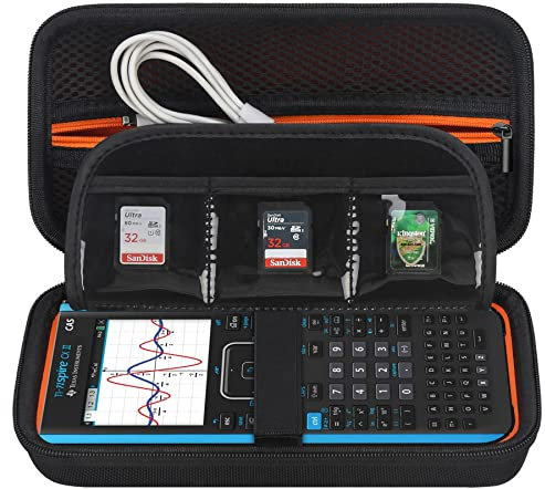 Elonbo Tragetasche für Texas Instruments TI-Nspire CX II CAS/CX II/CX/CX CAS Farbgrafikrechner, zusätzliche Reißverschlusstasche passt zum Ladekabel, Ladegerät, Handbuch, schwarz