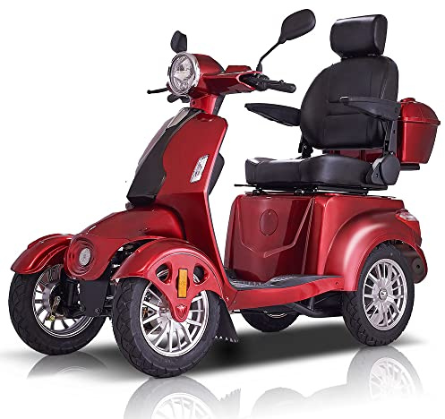 Heavy Duty 4 Wheel Mobility Scooters for Seniors & Adults 500lbs Capacity - Electric Powered Chair - 1000W All Terrain Fast Mobility Scooter for Travel w/Long Range Battery Remote Key
