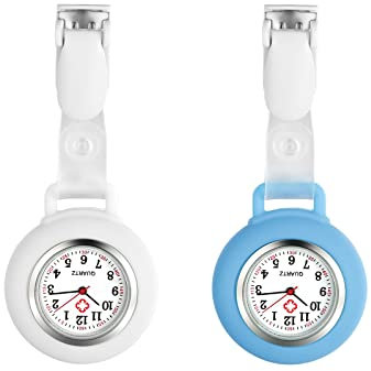 Avaner Krankenschwesteruhr für Damen Herren Analog Quarzwerk Schwesternuhr Pflegeruhr Ansteckuhr FOB mit Pin/Clip Arzt Doktor Taschenuhr aus Silikon