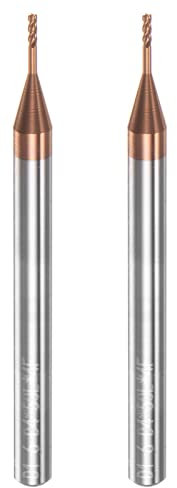 sourcing map Lot de 2 fraises à bout carré de 4 mm - Tige de 1 mm x 6 mm - En carbure massif avec revêtement Altisin - 4 cannelures extra longues - Pour acier inoxydable et alliage d'acier trempé