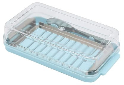 Cyrank Boîtes En Plastique Pour Beurre, Beurriers Empilables Avec Couvercle Beurrier Moderne Beurrier Rectangulaire Conteneur De Beurre Vaisselle De Beurre Avec Couteau En Acier Inoxydable(Bleu)