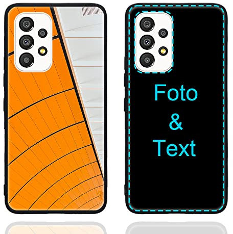 MXCUSTOM Personalisierte Handyhülle für Samsung Galaxy A53 5G, Benutzerdefiniert Kratzfest Gehärtetes Glas Weicher Stoßfänger Hülle mit Eigenem Foto Bild Text Individuelle Schutzhülle(GHS-BK-P1)