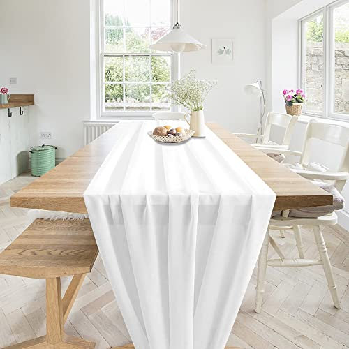 Auped Chiffon Tischläufer 70x300cm | Weißer Tüll Boho-Tischdeko für Hochzeitstisch, Geburtstag & Gartenparty | Reißfester Tischschmuck Innen/Außen (Wetterfest)