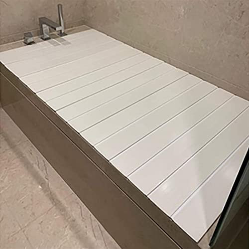 Support de baignoire, couverture de baignoire, planche pliante anti-poussière, couverture d'isolation de baignoire, couverture de baignoire pliable en PVC, blanc, 150 × 75 cm (blanc 150 × 80 cm)
