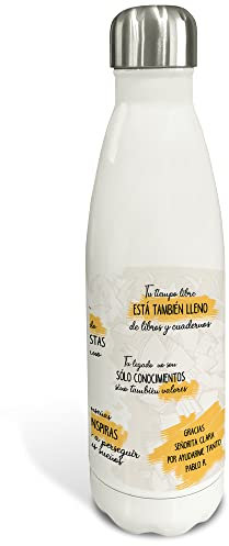 LolaPix Botella térmica acero inoxidable. Botella personalizada. Botella acero inoxidable. Botella térmica de doble capa. Libre BPA. 500ml y 750ml. Regalos originales para profesores. SER PROFE