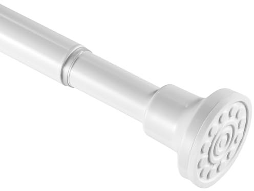 Shower Curtain Pole White， Adjustable Telescopic Shower Curtain Rod 72-255cm， Shower Curtain Rail No Drilling and Stainless for Bathroom, Window