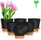 OFFCUP Lot de Pot de Fleur en Plastique, 6pcs Pots de Fleurs Auto-Arrosant, Pots de Plantes avec Trous De Drainage et Soucoupes Amovible pour d'Intérieur et d'Extérieur Jardins de Balcon -Noir 16,5cm