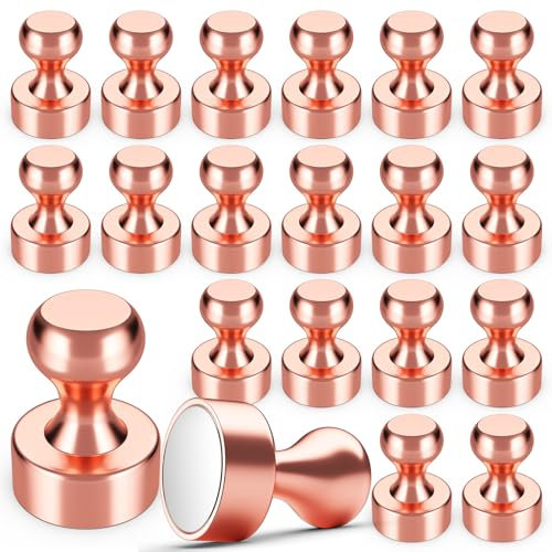20Pcs Rose Gold Refrigerator Magnets, Strong Magnets for Whiteboard, Fridge Magnets Adults, Magnets Fridge, Small Magnets for Kitchen, Office, Classroom and Map Magnets Decor