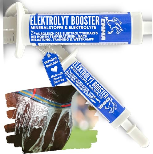EMMA Elektrolyte Pferd Paste 2×30 ml mit Vitamin-B-Komplex | Mit Magnesium, Kalium, Natrium & Calcium – Elektrolyt-Ergänzungsfutter für Sport, Reise und warme Tage