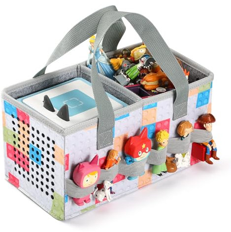 Carrying Case for Tonies Starter Set & Storage Bag for Figurine, Home Outdoor Hand Bag for Toniebox 2 Audio Player and Dolls Musical Toy Folding Bag for Kids Toniebox Accessories (Checkered color)