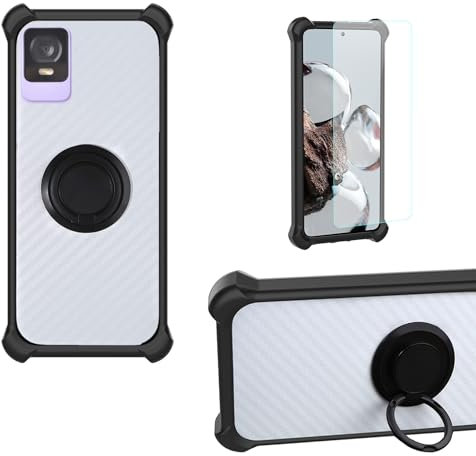 bojioderf Coque pour Qilive Smartphone 6 4g Q2-23 Coque Compatible avec Qilive Smartphone 6 4g Q2-23 Coque Étui [avec Trempé 9H Protection D'écran] Case Support de Bague PC + Silicone CSKB-HEI