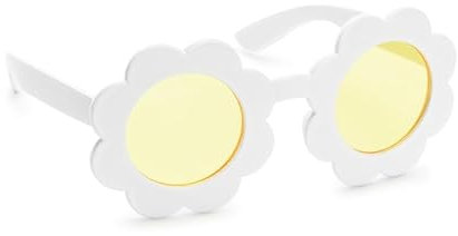 Dream' s Party Occhiali da sole con lenti a forma di MARGHERITA BIANCA con lenti gialle