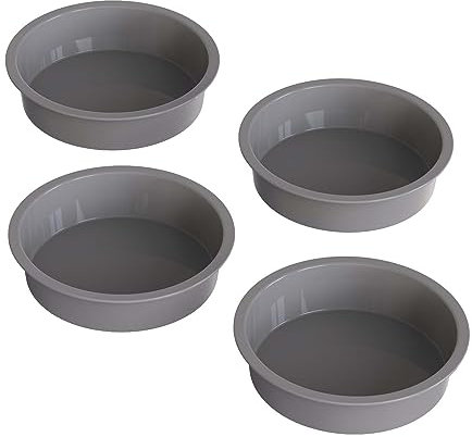 KEYFIVE Silikon Backform 15 cm Rund, 4 Stücke Kuchenform 15 cm Rund, Antihaft Silikon Tortenform 5 Inch, Silikonformen Backen Für Käsekuchen, Chiffonkuchen