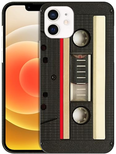 GlamCase for iPhone 12 Mini, iPhone 12 Mini Case - Vintage Cassette Design Printed Slim Fit Cute Plastic Hard Snap on Protective Designer Back Phone Case/Cover for iPhone 12 Mini