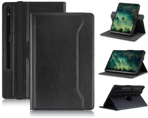 TOPCASE 360° Rotation Case Compatible with Samsung Galaxy Tab S9 Plus/S9 FE Plus /S8 Plus /S7 FE 5G / S7 Plus 12.4inch Protective Cover with Hand Strap and Automatic Wake/Sleep,Black