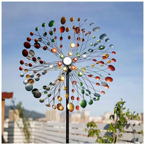 Magische Windmühle XXL, 190×62cm,mit Farbigen Solarlichtern Magische Windmühle Einzigartige und Magische Windmühle Garten Groß für Outdoor Yard Garten