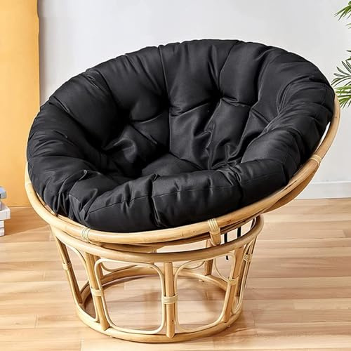 KIUGOP Papasansessel Kissen,Rund Papasan Sessel,Polster Für Papasansessel,Auflage,Polyrattan Sessel Hängesessel Kissen Papasan Stuhlkissen,Schwarz,110x110cm