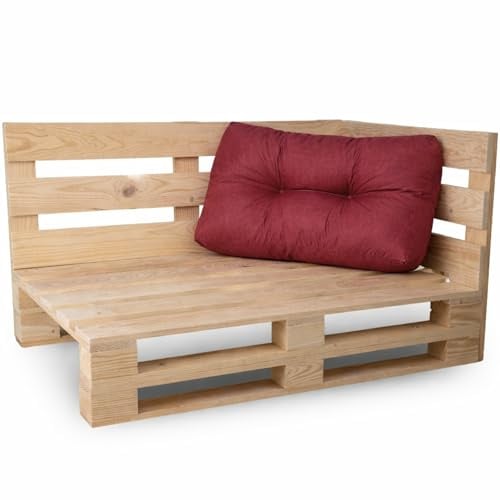 bananair - Palettenkissen Outdoor - Bequem, Robuster, UV-beständiger & Wasserabweisender - Ideal für Europaletten/Palettenmöbel/Palettensofa/Gartenmöbel (Palettenkissen Ecke, 60 x 40 cm, Rot)