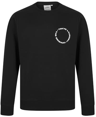 Tokyo Laundry Men's Graphic Motif Brushback Fleece Pullover Crew Neck Sweatshirt with Back Print Jet Black